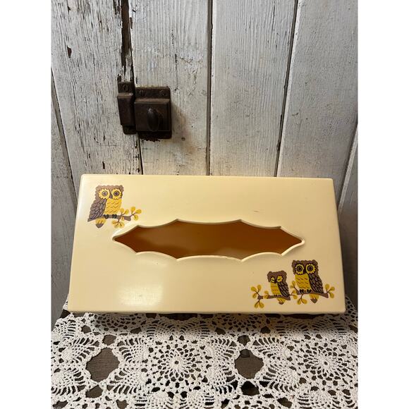 Vintage 1970s owl facial tissue holder kitschy - Picture 1 of 5